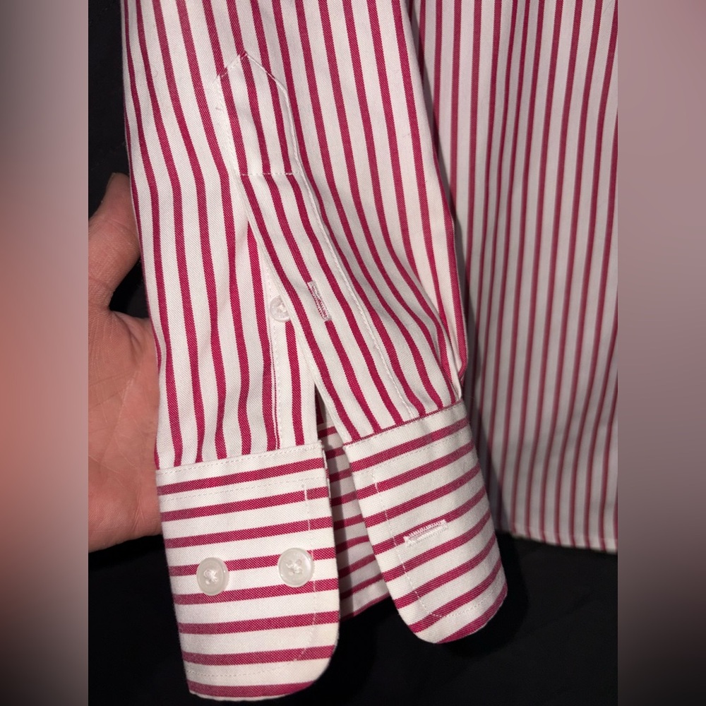 Jones New York Red and White Striped Women’s Shirt #1225 - Picture 6 of 6